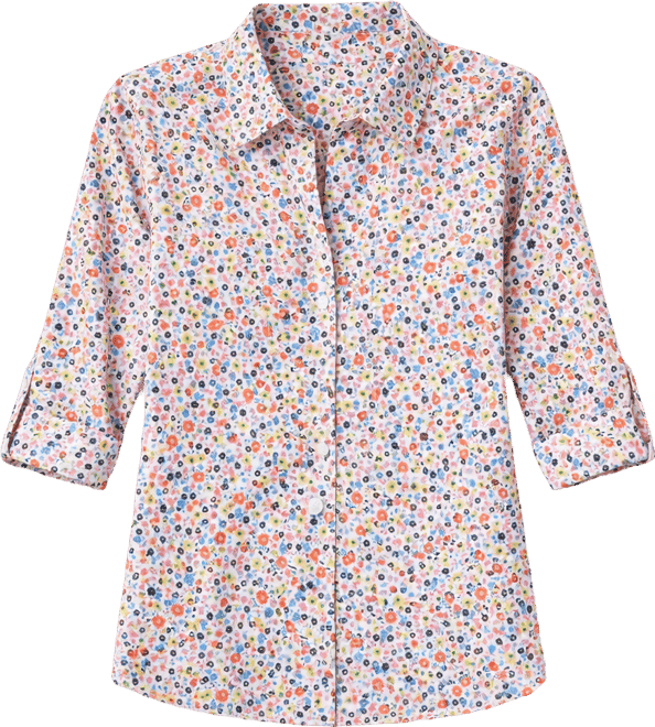 Nautica Women's Patterned Roll-Tab Shirt