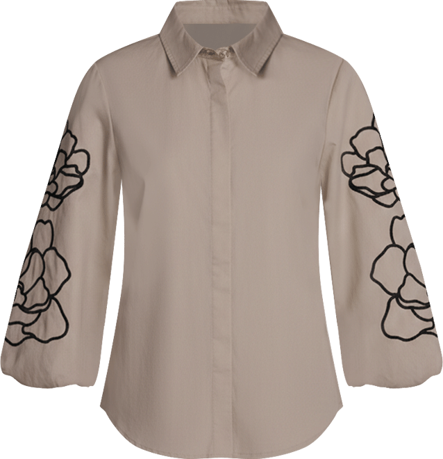 Women's Floral Detailed Collared Blouse