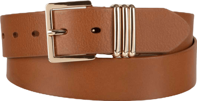 Women's Triple-Metal Strap Keeper Casual Leather Belt