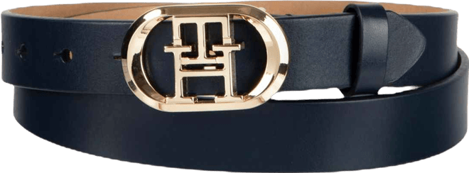 Women's Rounded Monogram Plaque Buckle Dress Belt