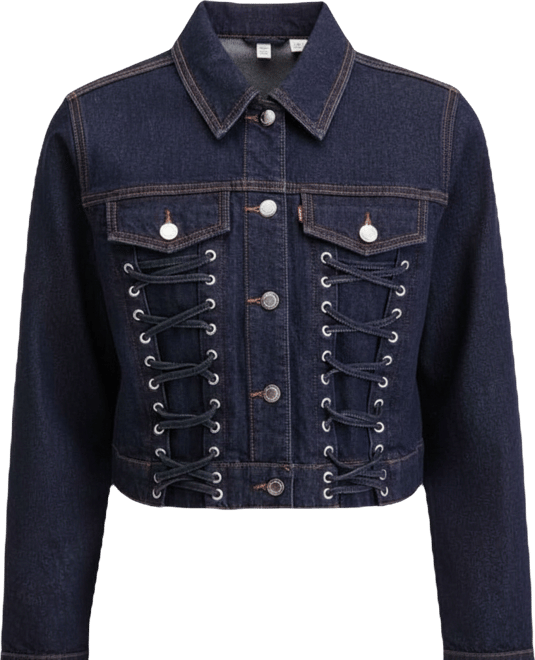 Women's Cropped Lace-Up Denim Jacket, Macy's Exclusive