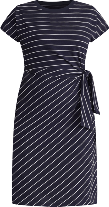 Plus Size Crescent Breton Stripe Knot Dress