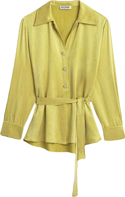 Women's Belted Shirt with Statement Buttons