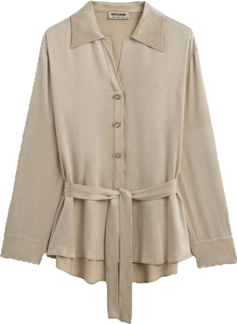 Women's Belted Shirt with Statement Buttons