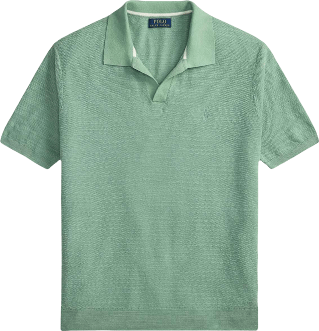 Men's Short-Sleeve Textured Sweater Polo Shirt