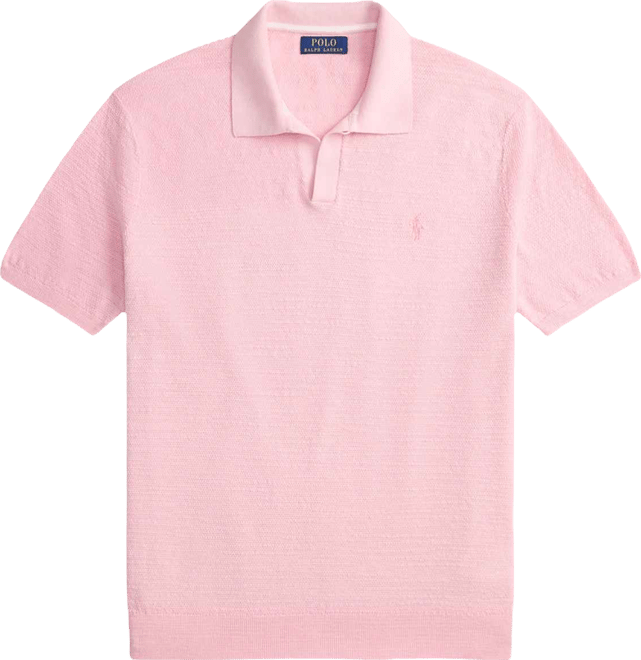 Men's Short-Sleeve Textured Sweater Polo Shirt