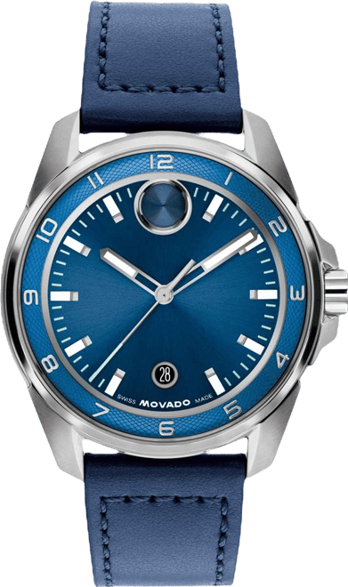 Men's Bold Verso S Swiss Quartz Navy Leather Watch, 42mm