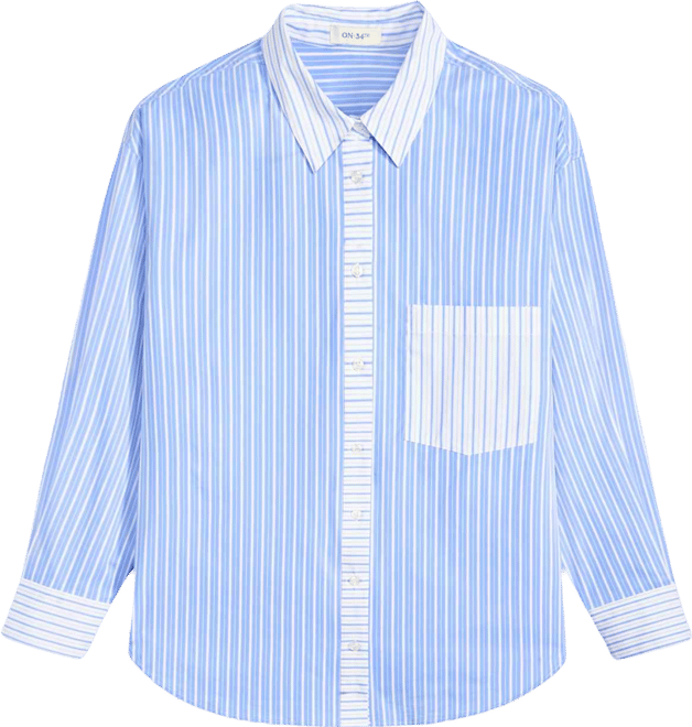 Women's Contrast Stripe Button-Down Shirt, Macy's Exclusive