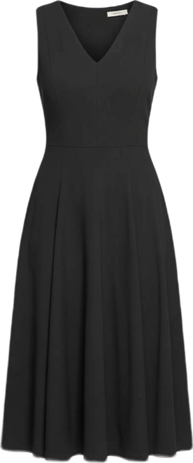 calvin klein v neck midi fit & flare dress Calvin Klein Sleeveless V-neck Fit & Flare Dress in Blue