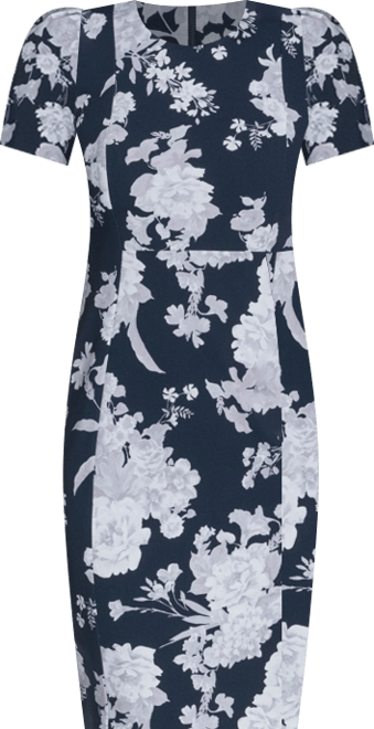 Women's Printed Puff-Sleeve Sheath Dress