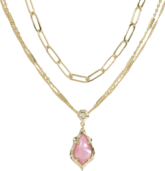 Adriana Scallop Frame Multi Strand 14k Gold Over Brass Necklace