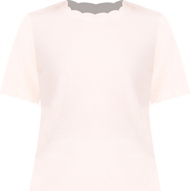 Women's Scalloped Crew Neck Pull-On Sweater