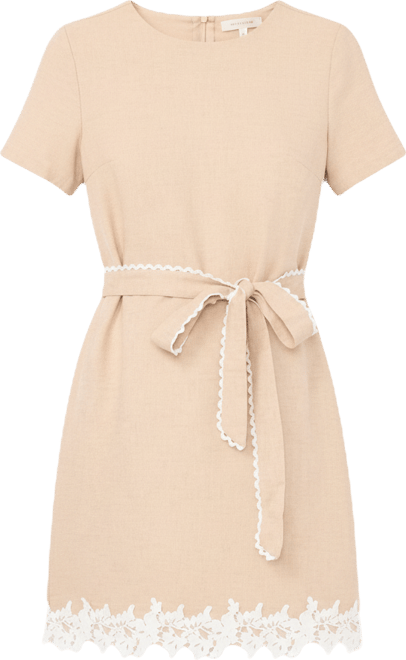 Women's Applique Hem A-Line Crew Neck Mini Dress