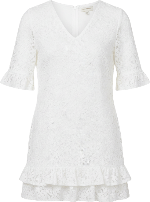 chinese dress ladies Lace Long Sleeve Mini Dress White / L