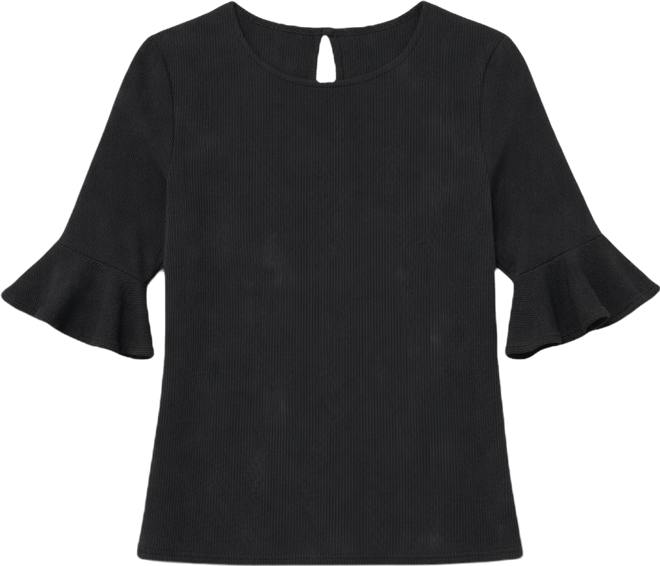 Women's Crewneck Ruffle Cuff Knit Top