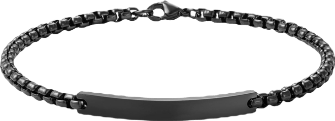 Tarnish Resistant Blackened Silver Id Bracelet