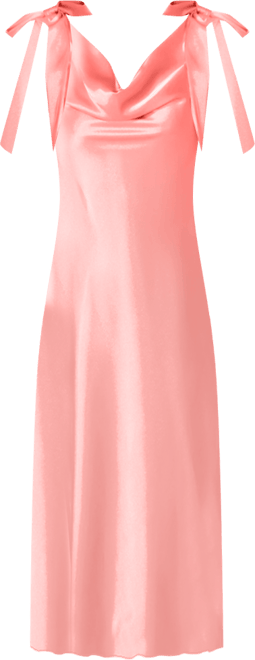Women's Bow Strap Satin Midi Dress