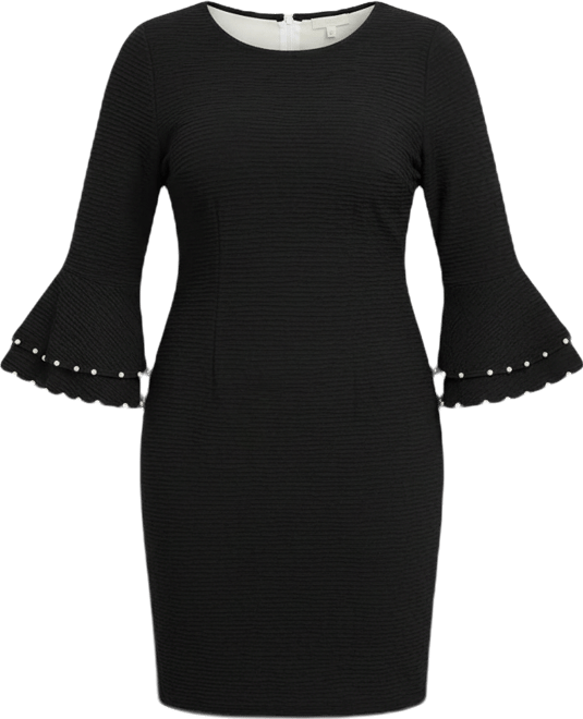 Plus Size Long Sleeve Dress with Bell Cuffs