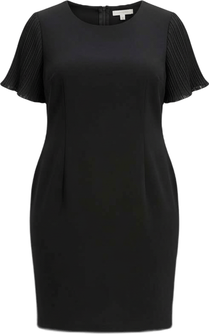 Plus Size Plisse Pleated Short Sleeve Dress
