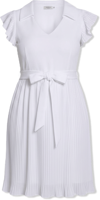 Plus Size Plisse Pleated Short Sleeve Dress