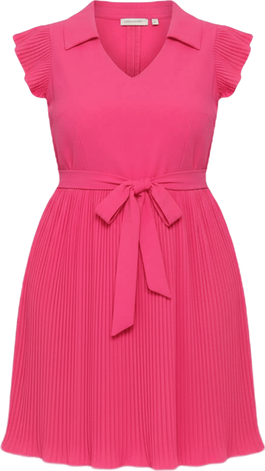 Plus Size Plisse Pleated Short Sleeve Dress