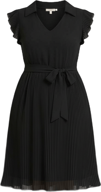 Plus Size Plisse Pleated Short Sleeve Dress