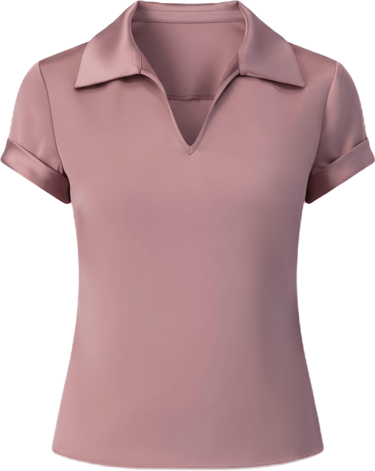 Women's Plain Short Sleeve Blouse with Shirt Collar