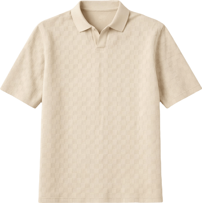 Men's Short-Sleeve Checker Jacquard Polo Shirt