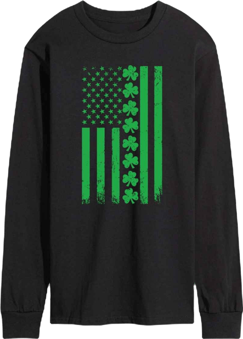 Men's Instant Message Lucky Usa Flag Long-Sleeve Graphic T-Shirt