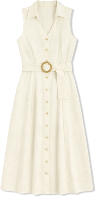 Women's V-Neck Collared Midi Dress