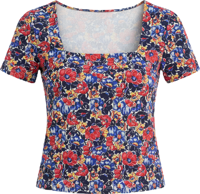 Women's Floral Printed Square Neck Top