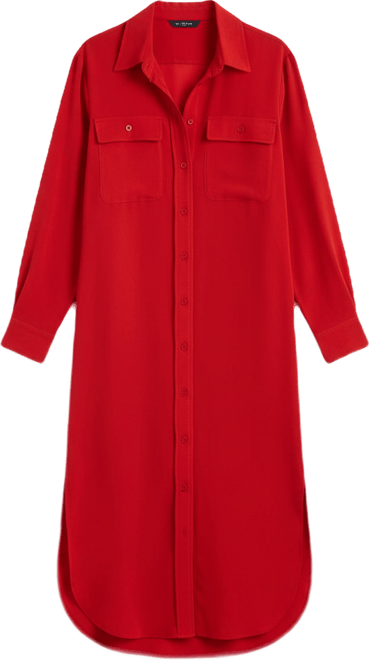 Women's Long-Sleeve Spread Collar Shirt Dress