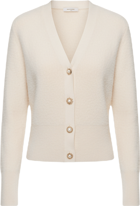 Women's Pearl-Button V-Neck Cardigan