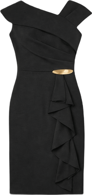 Donna Karan New York Women's Asymmetrical Neck Sheath Ruffle Dress - Macy's