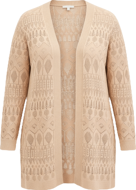 Plus Size Metallic Pointelle Knit Open-Front Cardigan, Macy's Exclusive