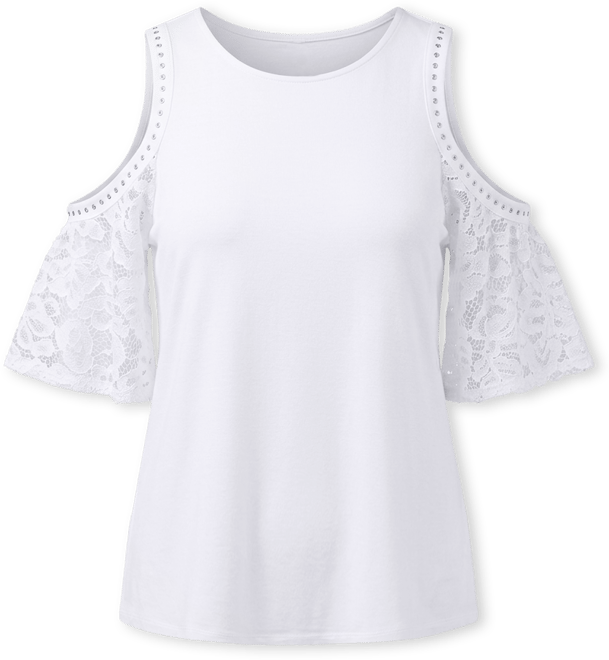 Women's Crochet Lace Cold Shoulder Top