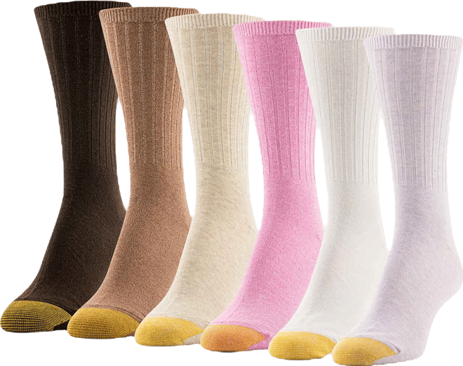 Women's 6-Pack Casual Ribbed Crew Socks