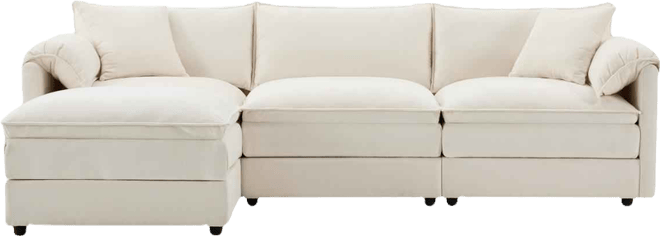 Chenille Modular Sectional Sofa with Deep Wide Seat & Double Cushions