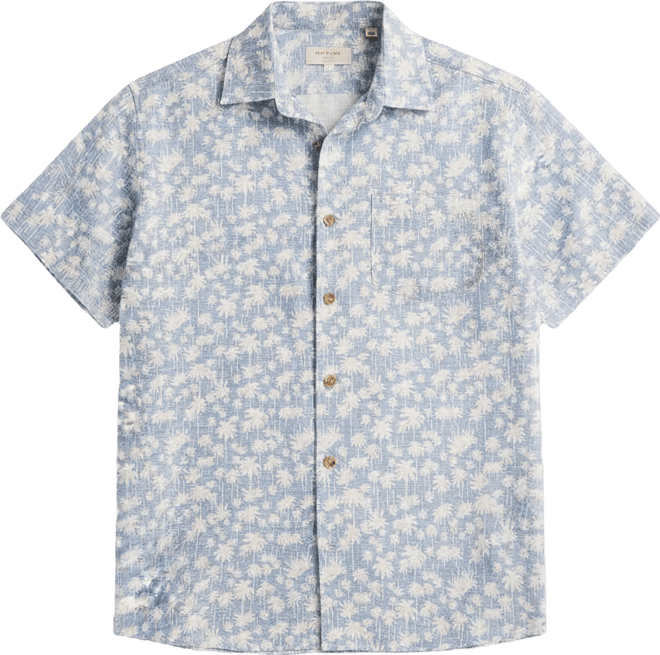 Men's Reverse Palm Tree Printed Short-Sleeve Shirt