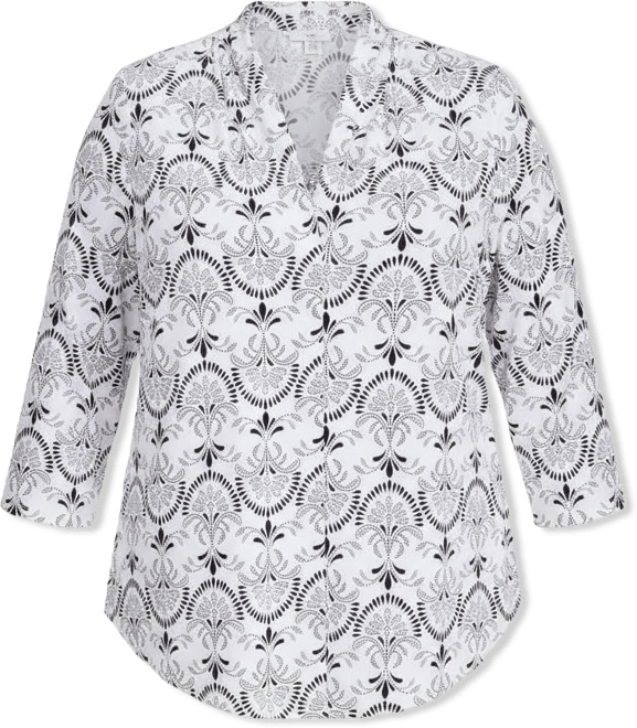 Plus Size Printed V-Neck 3/4-Sleeve Top, Macy's Exclusive