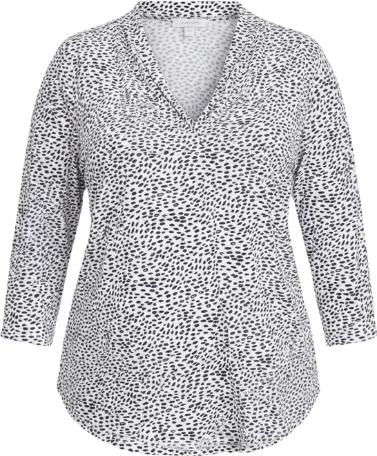 Plus Size Printed V-Neck 3/4-Sleeve Top, Macy's Exclusive