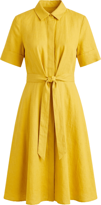 Women's 100% Linen Tie-Front Fit & Flare Dress, Created for Macy's
