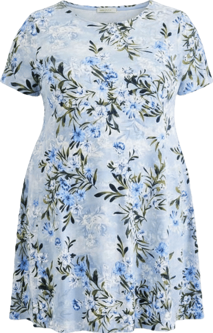 Plus Size Round-Neck Short-Sleeve T-Shirt Dress, Macy's Exclusive