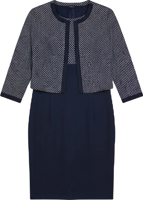 Plus Size 3/4 Sleeve Jacket and Dress Set