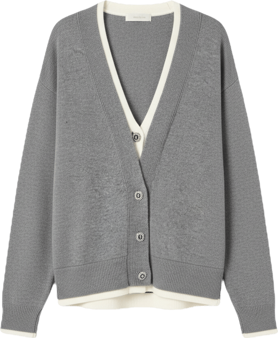 Women's Crystal-Button V-Neck Cardigan