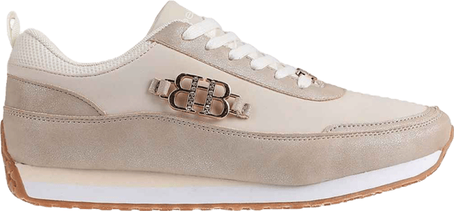 Women's Sneaker with Nylon/Suede Pu Upper and Large Ornament Detail
