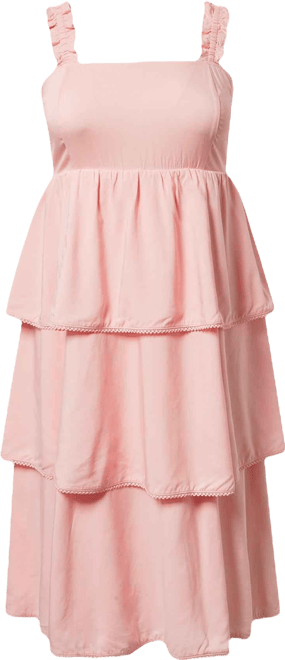 knee length dresses for ladies Giavana Strapless Layered Ruffles Midi Dress Lemon main image 0