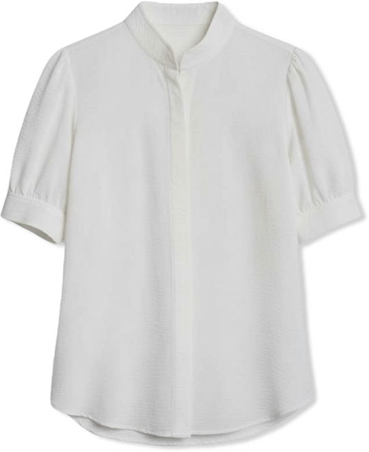 Women's Bell-sleeve Mandarin Collar Textured Blouse