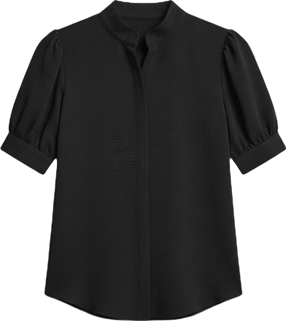 Women's Mandarin Collar Textured Woven Blouse