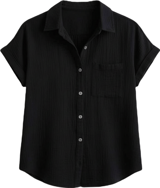 Women's Cotton Gauze Short-Sleeve Button Up Shirt, Created for Macy's